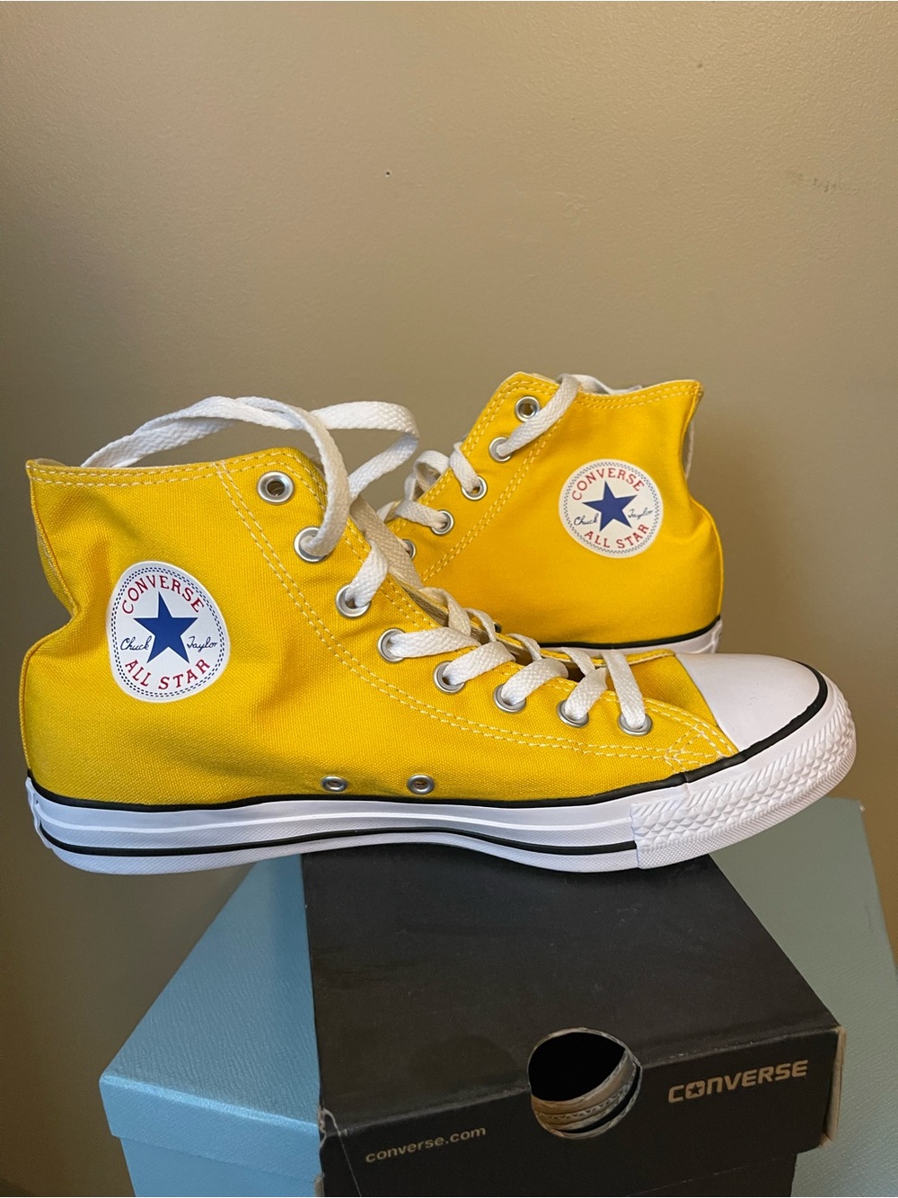 Converse Yellow High Top Canvas Sneakers Converse All Star Hi Top Throwback